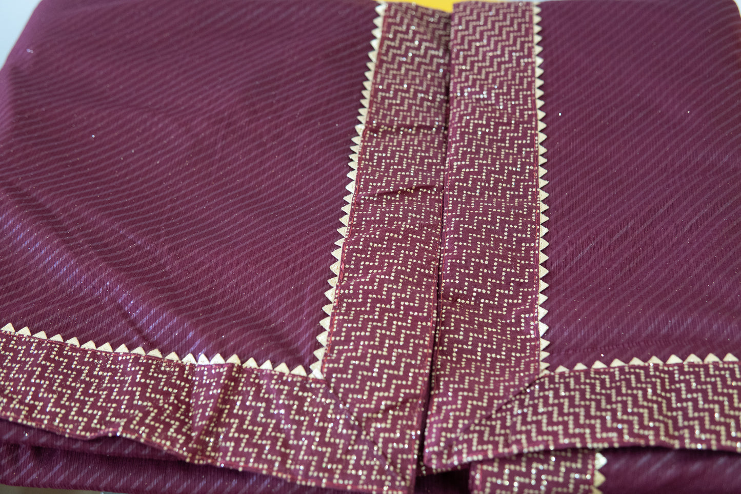 Classic Crimson Cotton Saree with Geometric Patterned Border